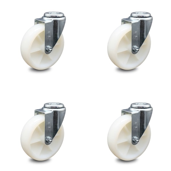 5 Inch Nylon Wheel Swivel Bolt Hole Caster Set